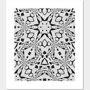 "Silver Star Mist" - A Liquid and Ethereal White-Silver Mandala. Posters and Art